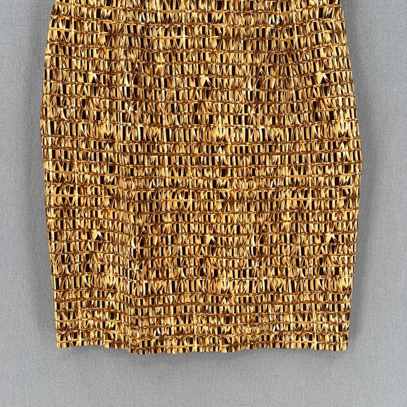 CHETTA B Vintage Dress Womens 4 Tan Brown Cotton Square Neck Sleeveless Sheath - Picture 11 of 16